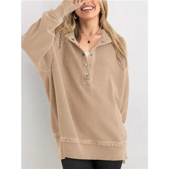 Half Snap Long Sleeve Hoodie - Picture 5 of 15